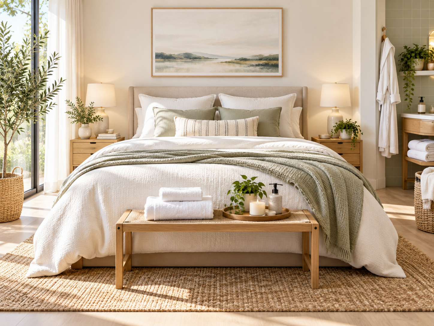 Bright comfortable modern bedroom